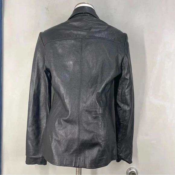 Parallel Black Lambskin Leather Shirt/Jacket fitted shacket  Size 4 (Small) - Picture 4 of 14